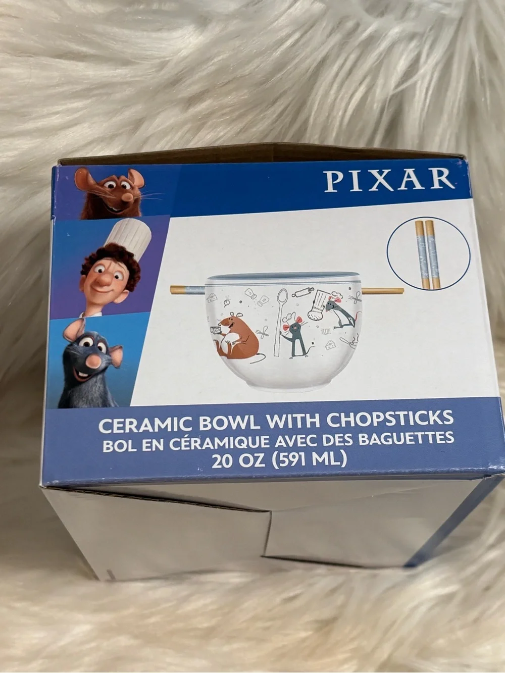 Disney Pixar Ratatouille Remy Ceramic Ramen Noodle Bowl with Chopsticks20 Ounces